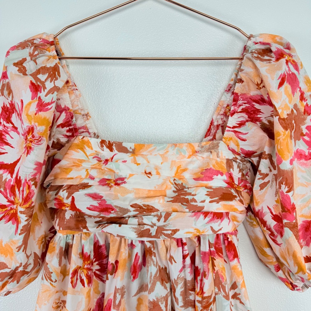 Abercrombie & Fitch Emerson Floral Print Mini Dress XS Square Neck Puff Sleeves - Picture 4 of 16